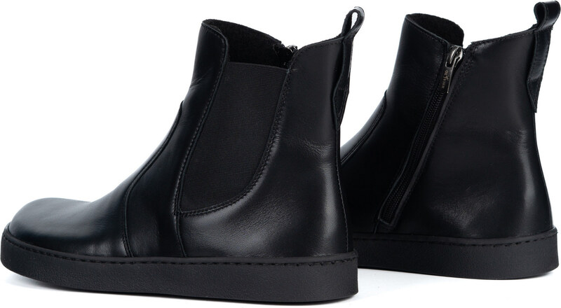 Olivier Damskie sztyblety barefoot Brooke na grubszym spodzie czarne