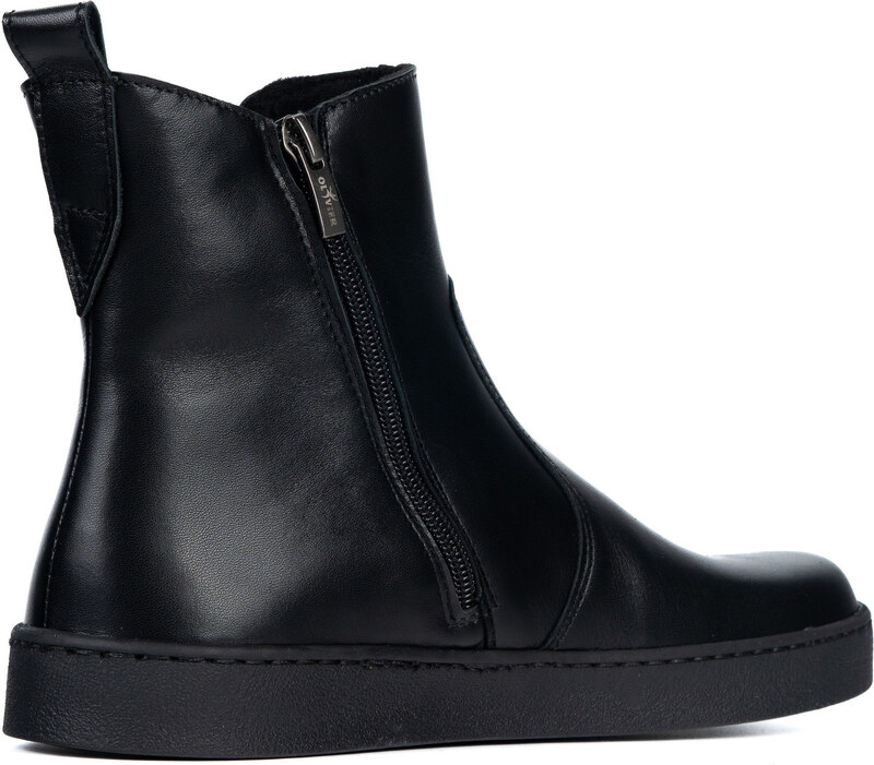 Olivier Damskie sztyblety barefoot Brooke na grubszym spodzie czarne