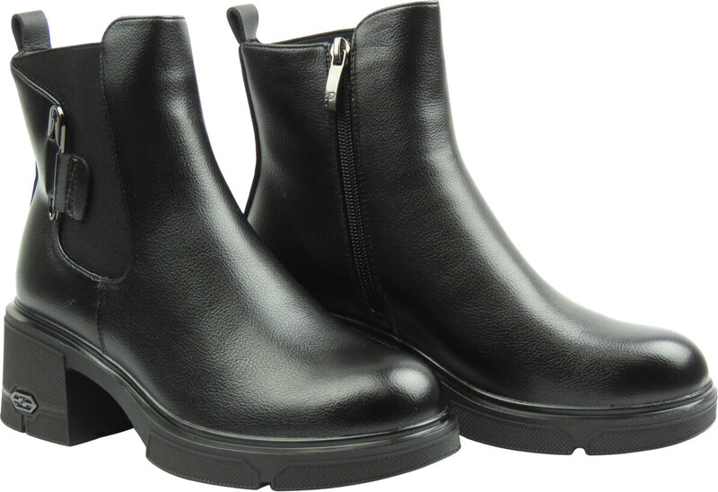 Ocieplane, klasyczne botki damskie czarne Potocki 25-12698