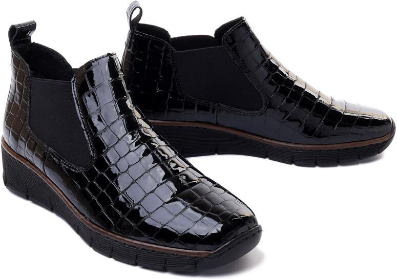 RIEKER 53794-01 black, botki/sztyblety damskie