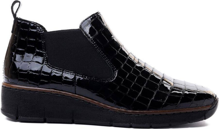 RIEKER 53794-01 black, botki/sztyblety damskie