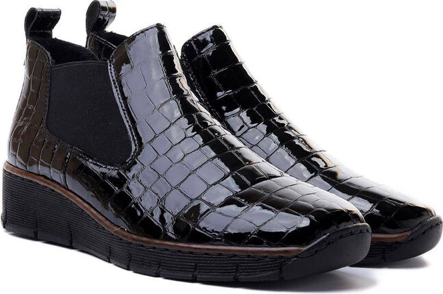 RIEKER 53794-01 black, botki/sztyblety damskie