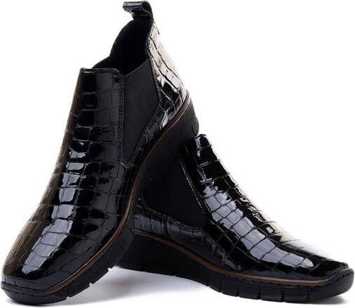RIEKER 53794-01 black, botki/sztyblety damskie