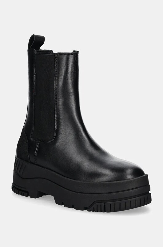 Tommy Jeans sztyblety skórzane TJW CHELSEA FLATFORM BOOT
