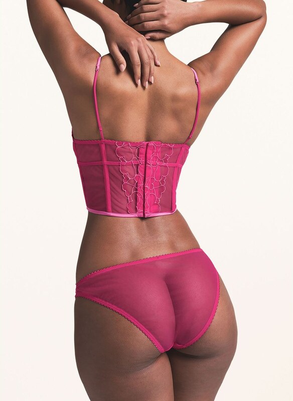 Skims Gorset Embroidered Tulle rot