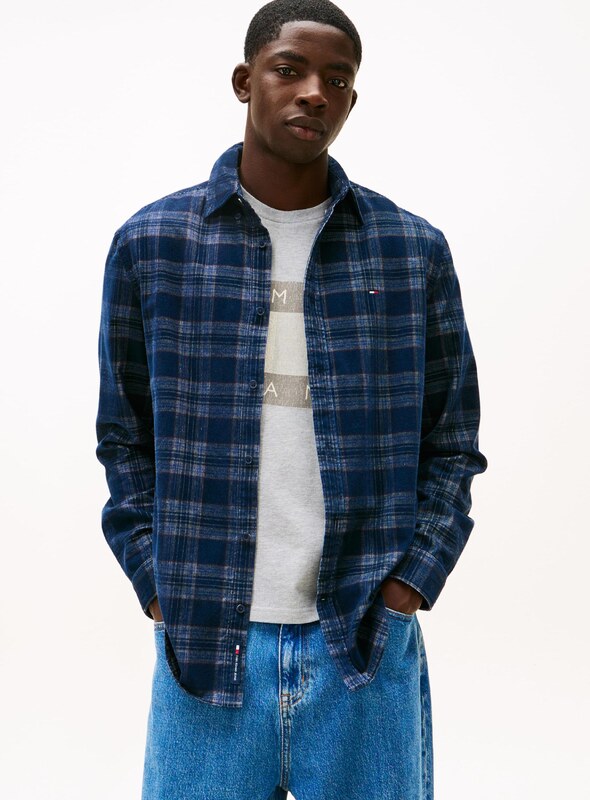 Tommy Jeans Koszula jasnoniebieski / ciemny niebieski / bordowy