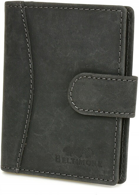 Etui na dokumenty karty skórzane slim Beltimore Czarne G78