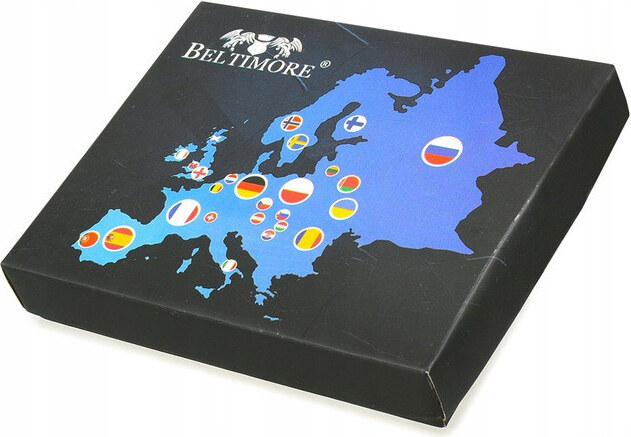 Etui na dokumenty karty skórzane slim Beltimore Czarne G78