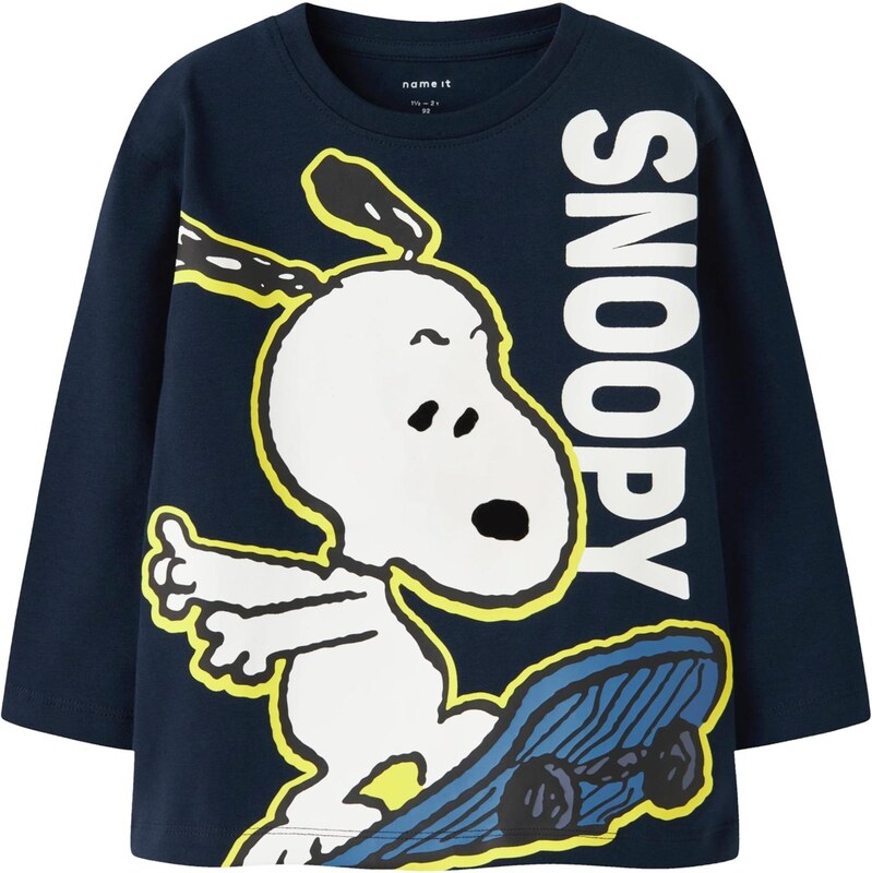 NAME IT Koszulka 'NMMDENIS SNOOPY' granatowy / ciemny niebieski / żółty / biały