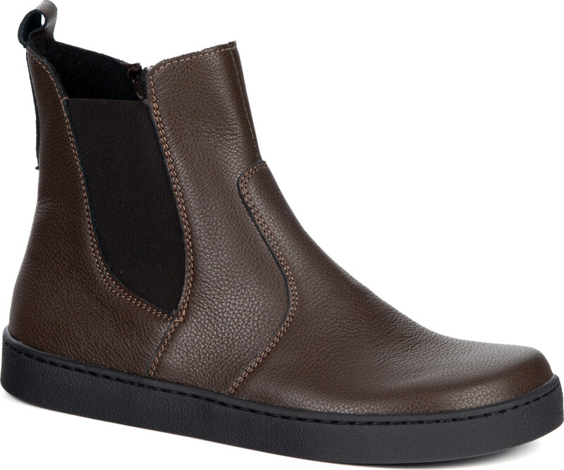 Olivier Damskie sztyblety barefoot Brooke na grubszym spodzie brązowe