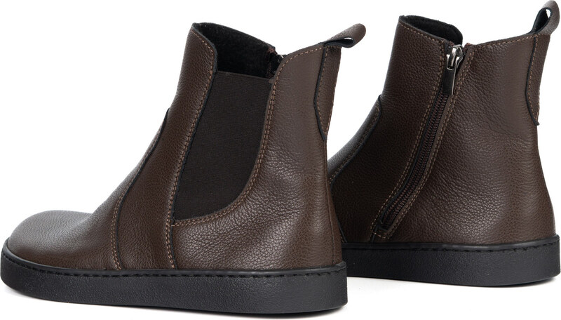 Olivier Damskie sztyblety barefoot Brooke na grubszym spodzie brązowe