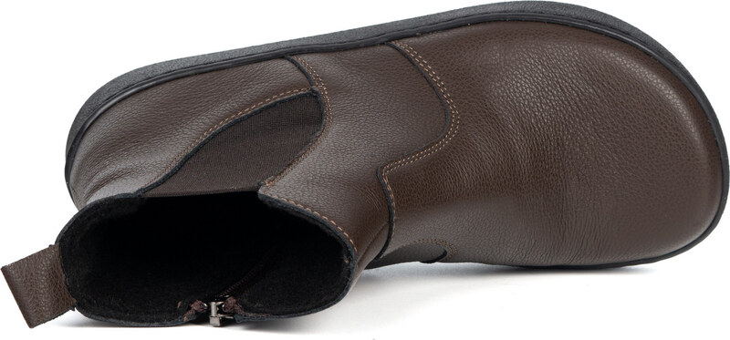 Olivier Damskie sztyblety barefoot Brooke na grubszym spodzie brązowe