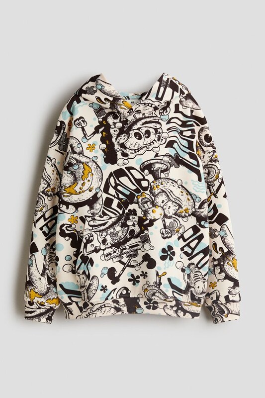 H & M - Bluza z kapturem i nadrukiem - Beżowy