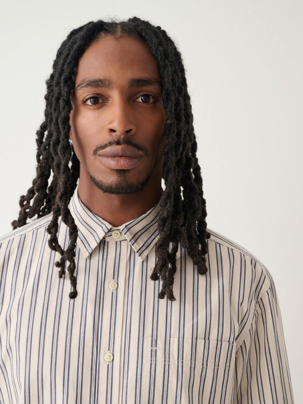 Next Koszula ecru / ciemny niebieski