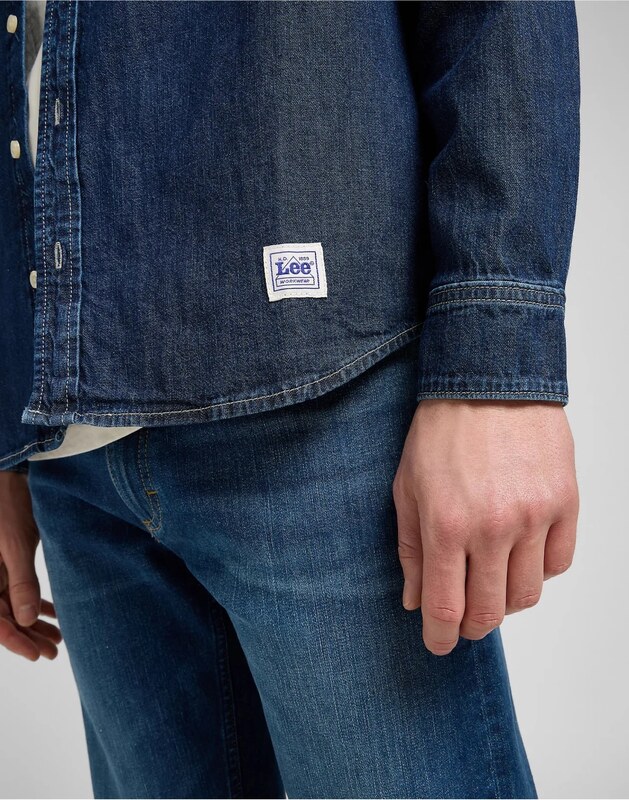 MESKA KOSZULA JEANSOWA LEE NO POCKET BUTTON DOWN BLUE RIDGE 112370477