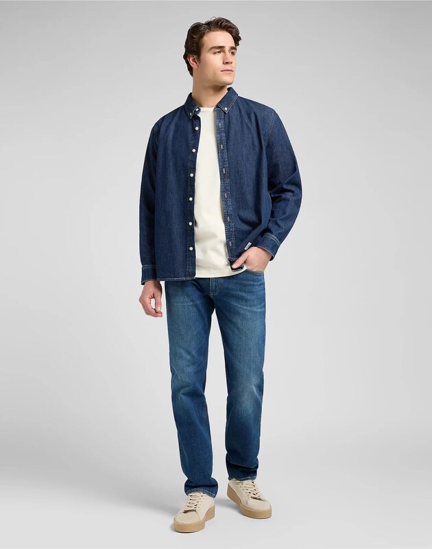 MESKA KOSZULA JEANSOWA LEE NO POCKET BUTTON DOWN BLUE RIDGE 112370477