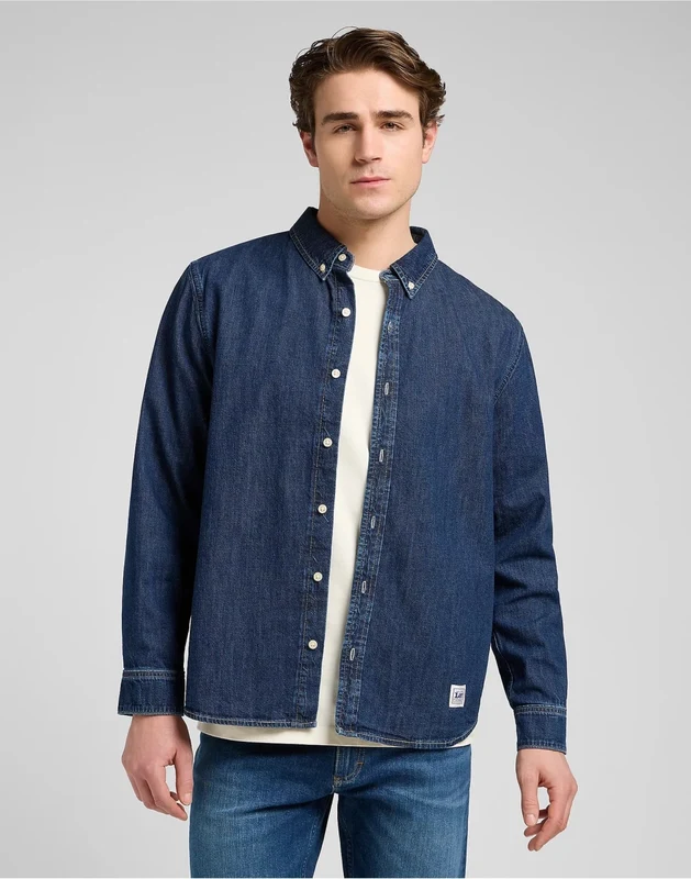 MESKA KOSZULA JEANSOWA LEE NO POCKET BUTTON DOWN BLUE RIDGE 112370477