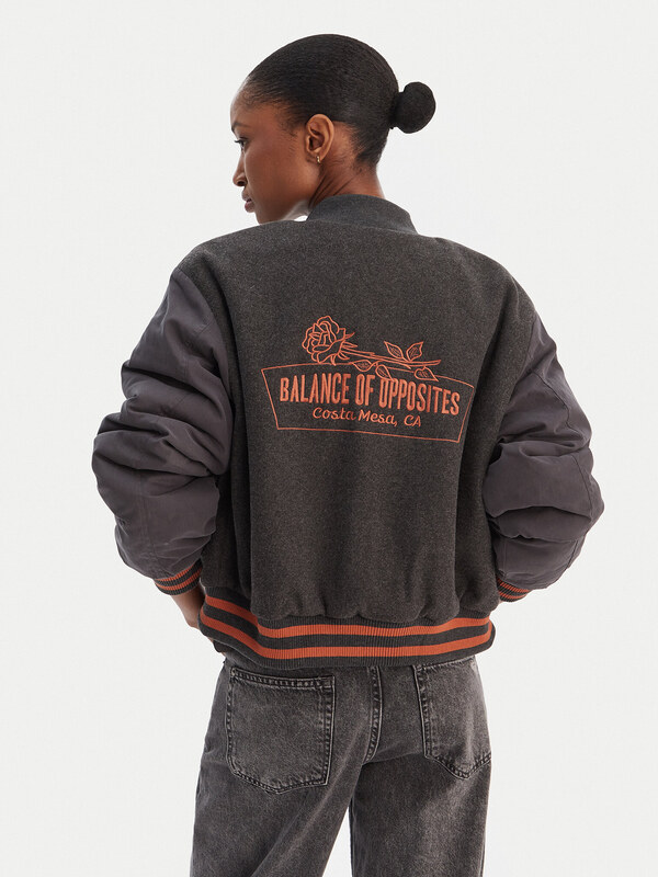 RVCA Kurtka bomber Ryan 23B163507 Szary Regular Fit