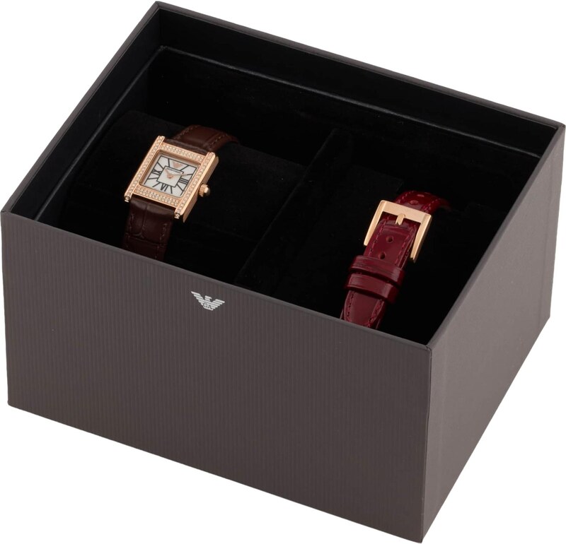 Emporio Armani Zegarek analogowy ciemnobrązowy / różowe złoto