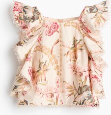 H&M - Top z domieszką lnu - Beżowy