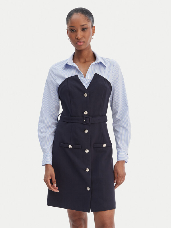 Morgan Sukienka koszulowa 261-RIVOL Granatowy Slim Fit