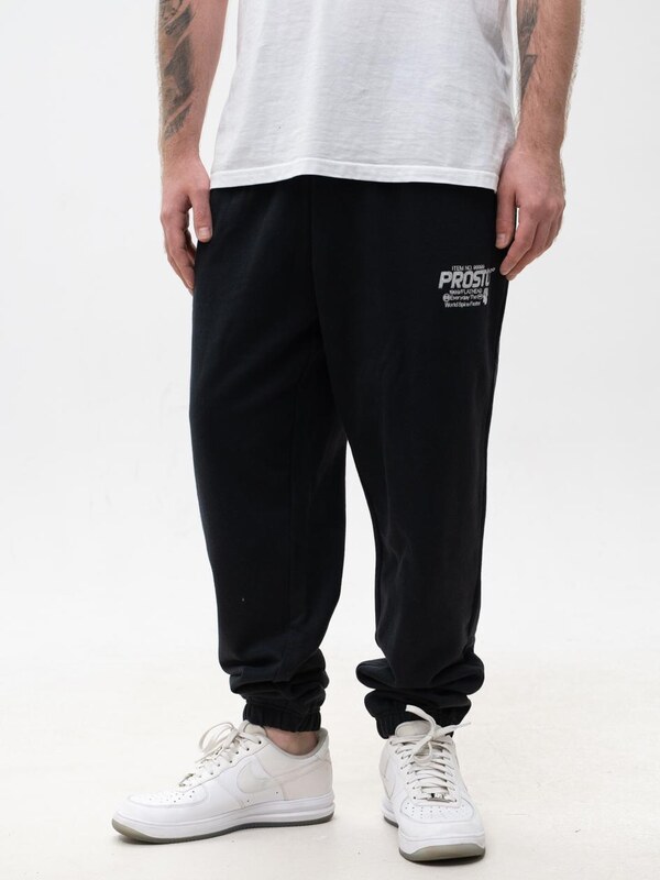 Spodnie Dresowe Męskie Oversize Czarne Prosto Flathead