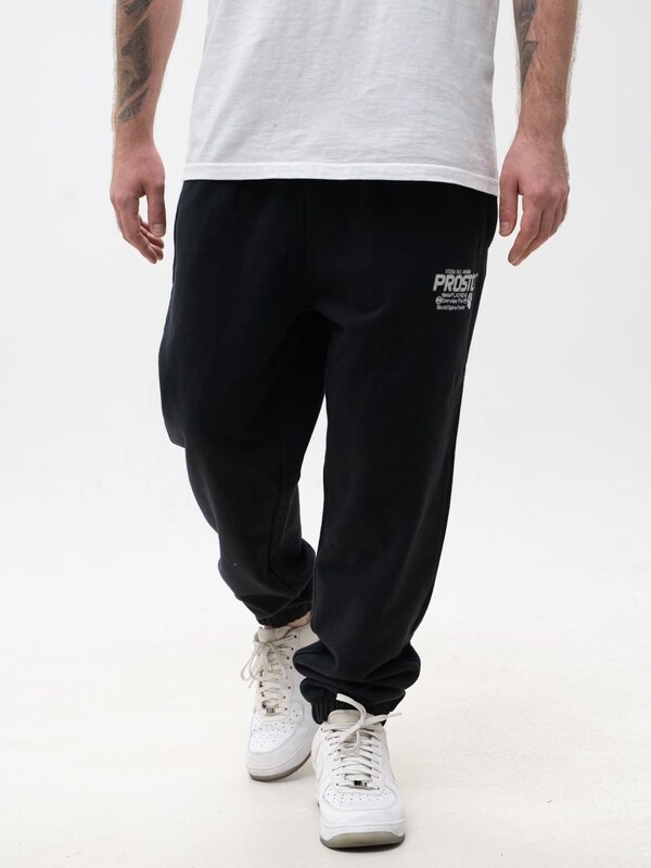 Spodnie Dresowe Męskie Oversize Czarne Prosto Flathead