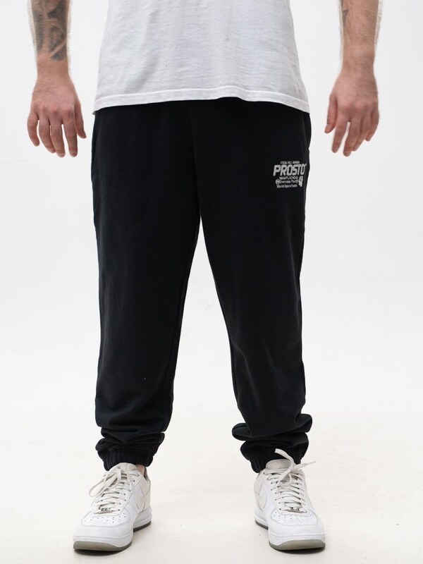 Spodnie Dresowe Męskie Oversize Czarne Prosto Flathead