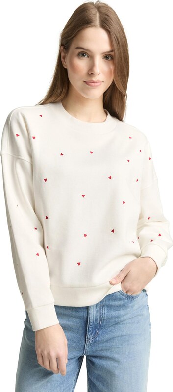 TOM TAILOR DENIM Bluzka sportowa czerwony / offwhite