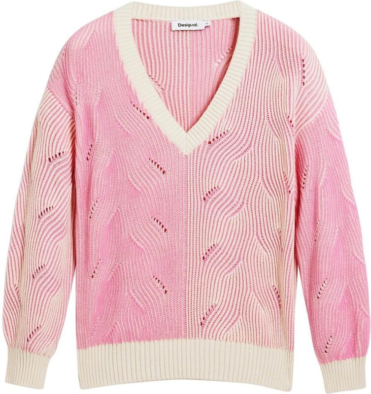 Desigual Sweter jasnoróżowy / biały