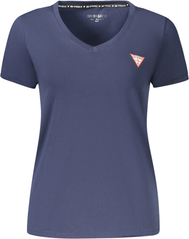 GUESS JEANS DAMSKA KOSZULKA Z KRÓTKIM RĘKAWEM NIEBIESKA