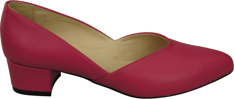 Klasyczne Czółenka Damskie Purpurowe ze Skóry Naturalnej Niski Stabilny Obcas 228 L ElitaBut