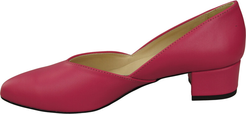 Klasyczne Czółenka Damskie Purpurowe ze Skóry Naturalnej Niski Stabilny Obcas 228 L ElitaBut