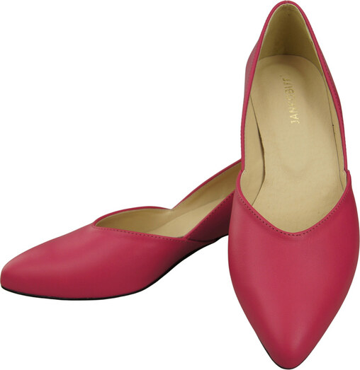 Klasyczne Czółenka Damskie Purpurowe ze Skóry Naturalnej Niski Stabilny Obcas 228 L ElitaBut