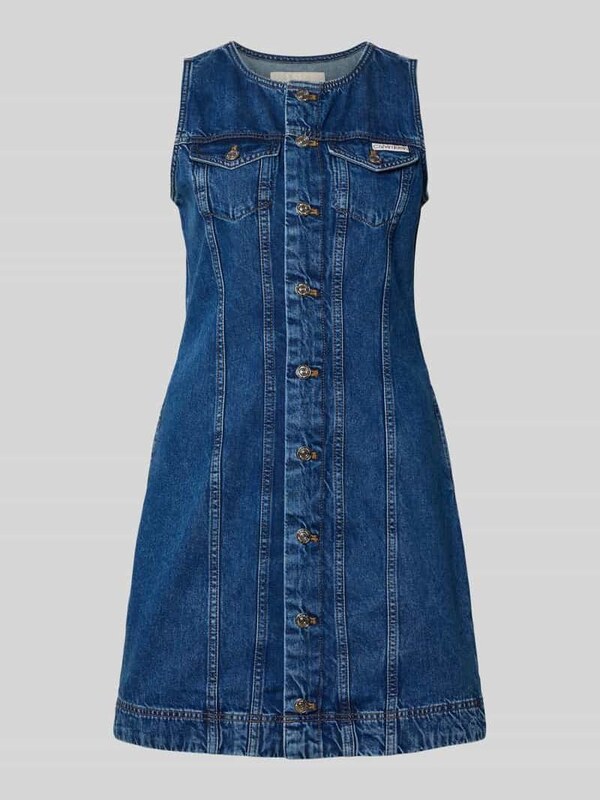 Calvin Klein Jeans Minisukienka w deniowym wyglądzie o kroju regular fit z naszywką z logo
