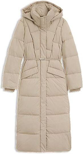 BOSS Długi ocieplany płaszcz z metalicznym detalem paska