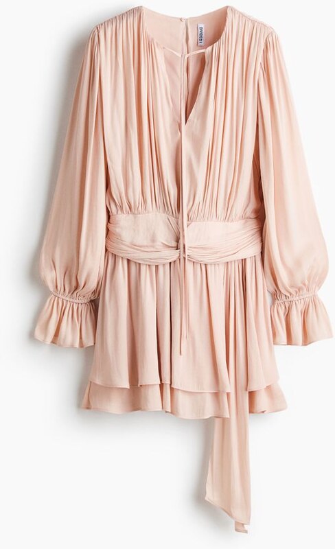 H&M - Drapowana sukienka z węzłem - Pomarańczowy