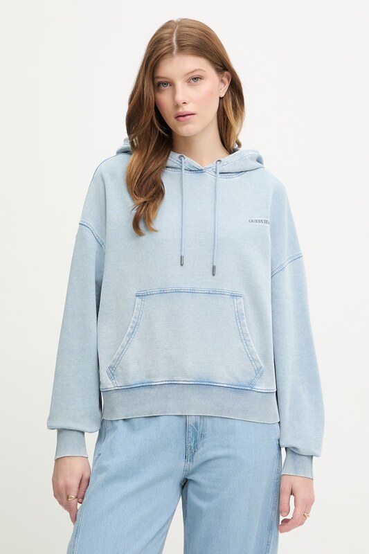 Guess Jeans bluza z kapturem damska bawełniana