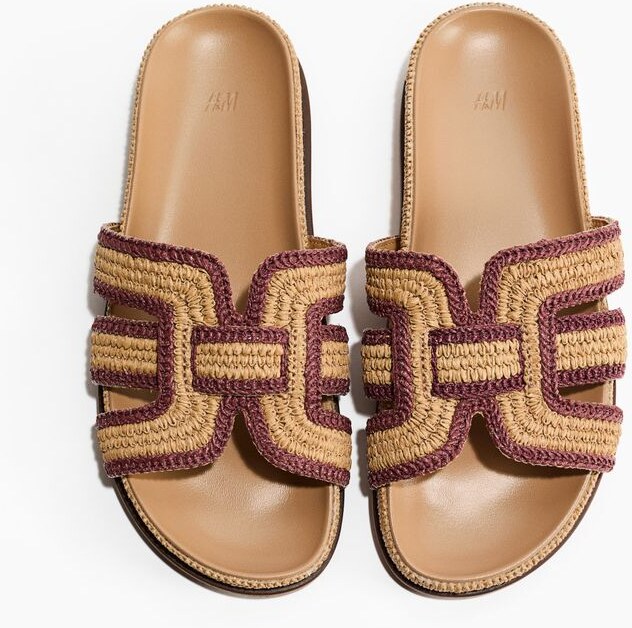 H&M - Klapki z plecionej'słomki - Beżowy