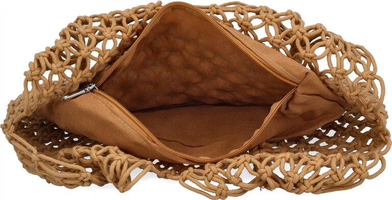 Ratanowa Torebka Damska Boho firmy Herisson 1002L5251 Ciemno Beżowa