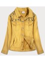 ZAC&ZOE Jeansowa kurtka damska z dżetami i frędzlami żółta (a8306)