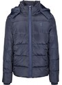Męska zimowa pikowana kurtka Urban Classics Hooded Puffer - niebieska