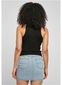 URBAN CLASSICS Ladies Short Rib Knit Turtleneck Top - black