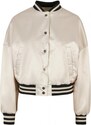 URBAN CLASSICS Ladies Short Oversized Satin College Jacket - softseagrass