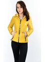 S'WEST Krótka pikowana kurtka damska z kapturem żółta (b9566)