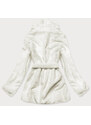 Ann Gissy Damska kurtka futro z kołnierzem biała (gsq2166)