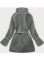 ROSSE LINE Pikowana kurtka damska z paskiem szarozielona (7262)