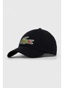 Lacoste czapka z daszkiem bawełniana kolor czarny z aplikacją RK9871-HBP