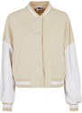 URBAN CLASSICS Ladies Oversized 2 Tone College Terry Jacket - softseagrass/white
