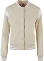 URBAN CLASSICS Ladies Inset College Sweat Jacket - softseagrass/white